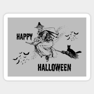 Happy Halloween, witch on a broom Sticker